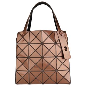 ISSEY MIYAKE 三宅一生-BAOBAO 幾何方格4x4 手提寶石包(古銅橘)大