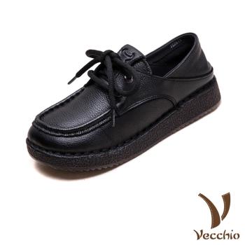 【VECCHIO】真皮兩穿繫帶平底休閒鞋/真皮頭層牛皮兩穿法設計繫帶平底休閒鞋 女鞋 黑