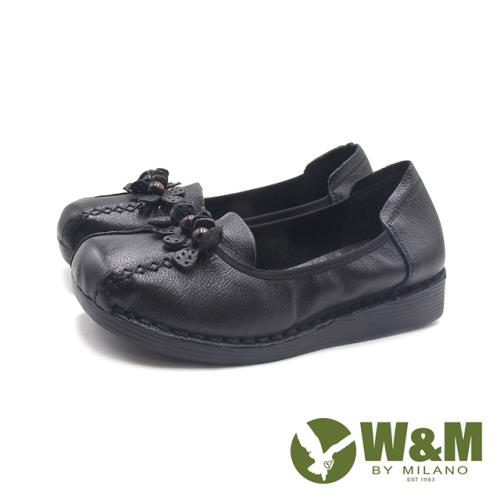 W&M(女)日系花串珠軟彈力休閒鞋 女鞋-黑
