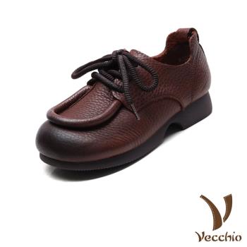 【VECCHIO】全真皮滾邊繫帶休閒鞋/全真皮頭層牛皮立體滾邊繫帶休閒鞋 女鞋 棕