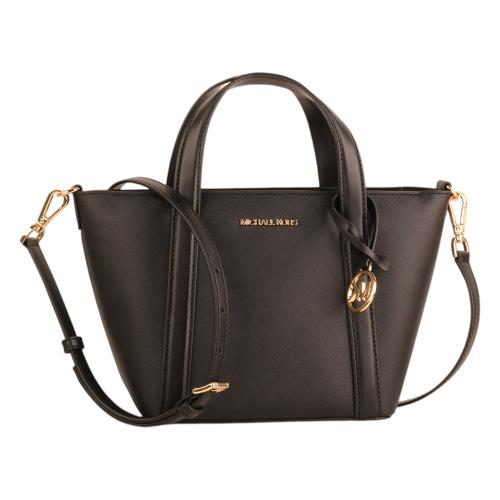 MICHAEL KORS-金字LOGO 素面防刮PVC 兩用包(黑色)小