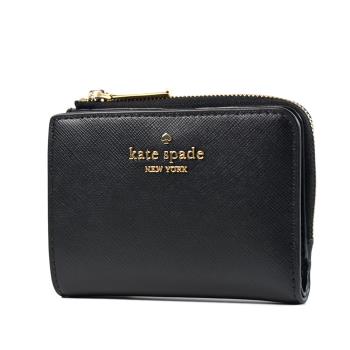 KATE SPADE Madison L型拉鍊袋防刮釦式短夾-黑色