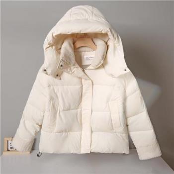 【米蘭精品】羽絨棉外套夾棉夾克-高階感羊羔毛領棉衣女外套3色m1ae47