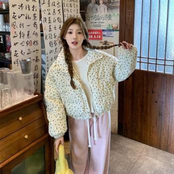 【米蘭精品】羽絨棉外套夾棉夾克-學生短款新款碎花女外套4色m1ae40