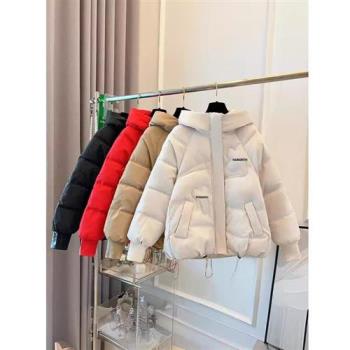 【米蘭精品】羽絨棉外套夾棉夾克-韓系寬鬆短版小個子女外套4色m1ae31