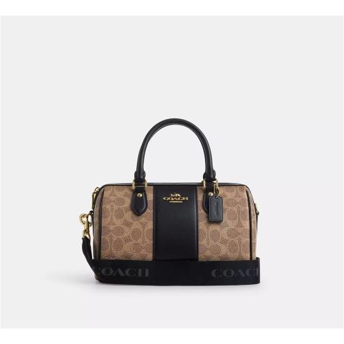 COACH Rowan 標誌性帆布斜背包/老花棕色/CW376附原廠紙盒跟提袋