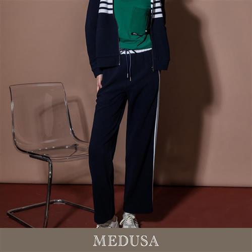 現貨【MEDUSA 曼度莎】白色條紋運動風運動褲（M-XL）｜女休閒長褲 運動長褲