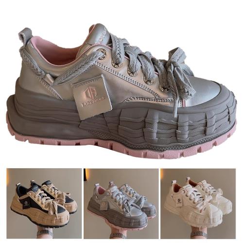 JP Queen New York 金屬銀光拼色厚底真皮老爹運動休閒鞋(3色可選)