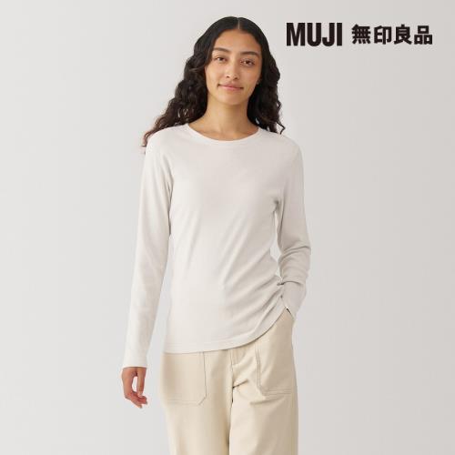 女大豆纖維螺紋圓領長袖T恤 象牙白【MUJI 無印良品】