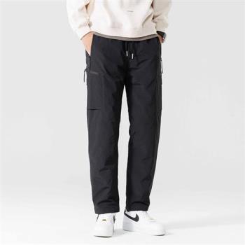 【米蘭精品】休閒褲保暖長褲-工裝羽絨保暖衝鋒男褲子2色74it40