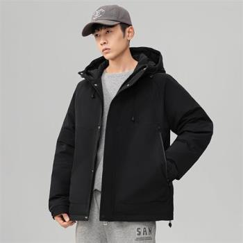 【米蘭精品】羽絨外套鴨絨夾克-白鴨絨連帽保暖男外套3色74it30