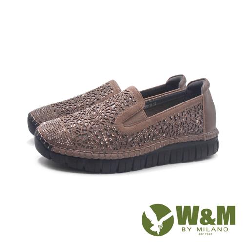 W&M(女)超纖皮革優雅亮鑽樂福休閒鞋 女鞋-咖啡