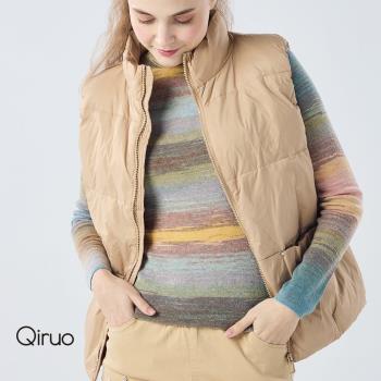【Qiruo 奇若】保暖立領羽絨背心0016D 卡色-拉鍊式