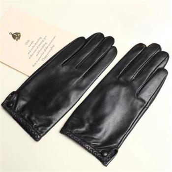 【米蘭精品】真皮手套羊皮手套-觸控防寒防風加絨女配件74im15
