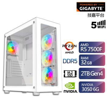 技嘉B650平臺R5六核獨顯電玩機 (R5-7500F/RTX3050/32G/2TB)【ET2GH6017G】