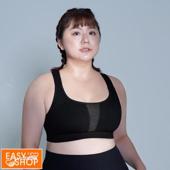 【EASY SHOP】RUN-交叉美背大罩杯防震無鋼圈運動內衣-黑-任