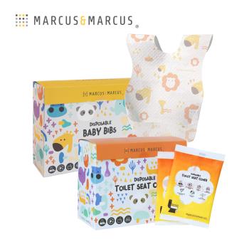 【MARCUS&MARCUS】拋棄式外出保潔組(防水馬桶坐墊+防水圍兜)-2款任選