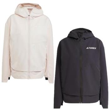Adidas 連帽外套 女裝 拉鍊口袋 落肩 米/黑【運動世界】IX1485/IX1487