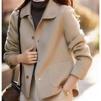 【米蘭精品】西裝外套休閒西服-短款不挑個子雙面仿羊毛女外套3色74is6