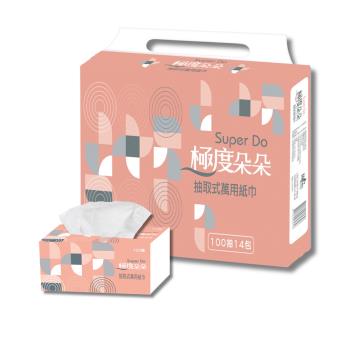 Super Do極度朵朵 抽取式萬用紙巾100抽14包6串/箱