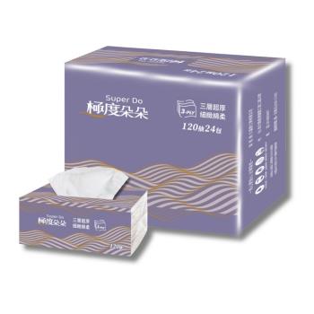Super Do極度朵朵 超厚柔3層抽取式花紋衛生紙120抽24包3串/箱X2