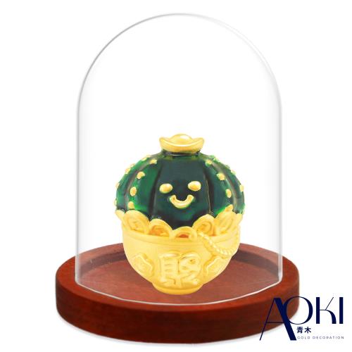 【AOKI青木】純黃金擺件 球球多肉植物 約重0.67錢±0.03 (招財 辦公室小物)