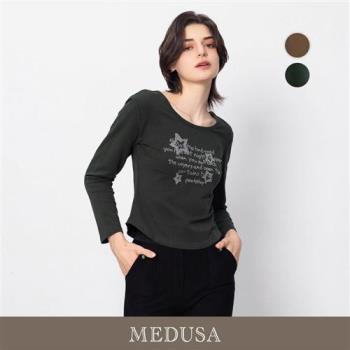 現貨【MEDUSA 曼度莎】星星水鑽超顯瘦長袖T恤 - 2色（M-XL）｜女休閒上衣 女長袖T恤