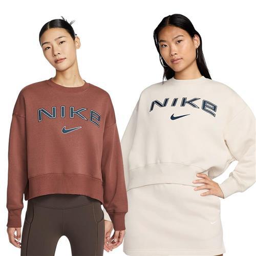 Nike 刷毛長袖上衣 女裝 寬鬆 可可/米【運動世界】FV7675-218/FV7675-104