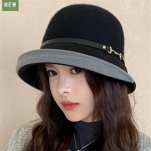 【米蘭精品】毛帽漁夫帽-羊毛秋冬氣質百搭高級感女帽子4色74ig46