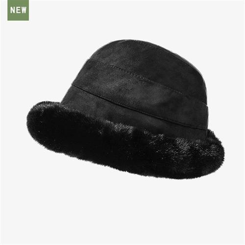 【米蘭精品】毛帽漁夫帽-毛絨加厚毛毛邊蒙古帽麂皮絨女帽子6色74ig21