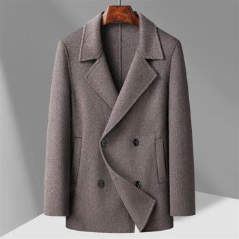 【米蘭精品】羊毛大衣休閒外套-羊毛混紡雙面呢大衣男外套3色74id34