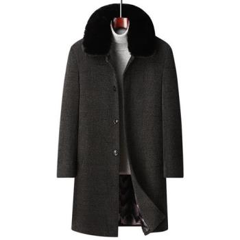 【米蘭精品】毛呢大衣休閒外套-雪尼爾加絨大衣男外套2色74id12