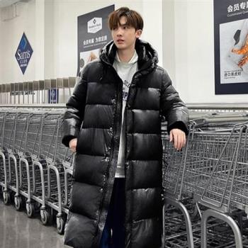 【米蘭精品】羽絨外套鵝絨夾克-情侶過膝保暖時尚男女外套2色74ib32
