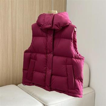 【米蘭精品】羽絨背心鴨絨夾克-90%含絨可拆卸帽子顯瘦女外套3色74ia59