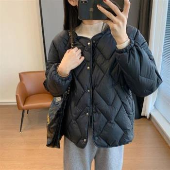【米蘭精品】羽絨外套鴨絨夾克-95%含絨百搭小圓領排扣女外套3色74ia6