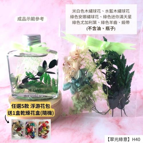【A-ONE】浮游花DIY花材包 天然乾燥花 尤加利葉 綠色羊齒 花材 花藝花材包 永生花 浮油花 乾花 H40翠光綠意