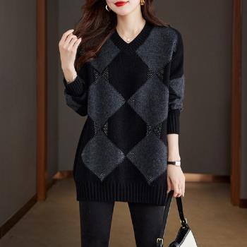 【LANNI 藍尼】★黑色寬鬆中長版毛衣上衣(上衣/女裝/毛衣/休閒/百搭)