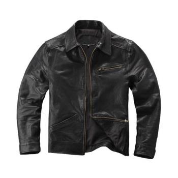 【米蘭精品】真皮皮衣機車夾克-羊皮翻領植鞣休閒男外套74jo1