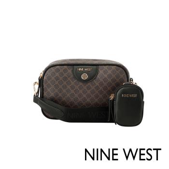 NINE WEST TADEO 拼接相機斜揹包-LOGO咖(129474)