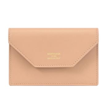 BALENCIAGA 巴黎世家 750324 燙金LOGO信封式卡片零錢包.裸膚色