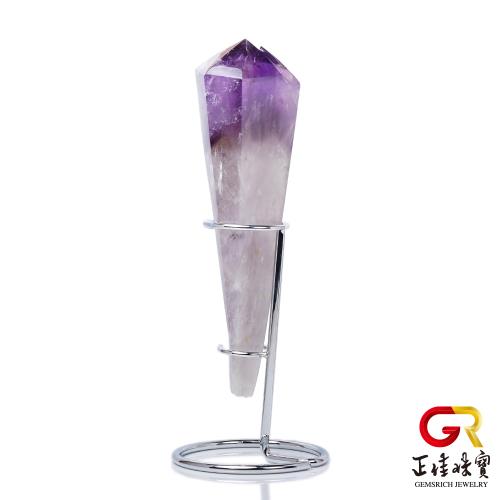 【正佳珠寶】紫水晶 頂級雙尖金字塔權杖紫晶 435g 紫水晶擺件