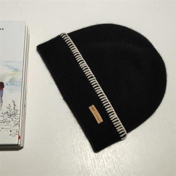 【米蘭精品】毛帽針織帽-黑白雙色羊絨保暖男女配件2色74ij42