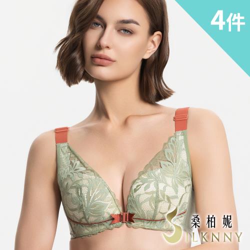★回購熱賣★【silknny 桑柏妮】4件組 ☆ 日本花漾蕾絲前扣內衣/無鋼圈內衣/性感內衣/女內著/無痕內衣(隨機)