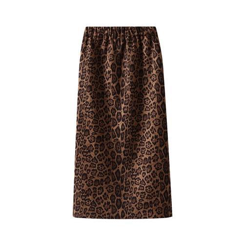 【米蘭精品】半身裙長裙-仿麂皮絨豹紋藏肉包臀裙女裙子2色74jc59