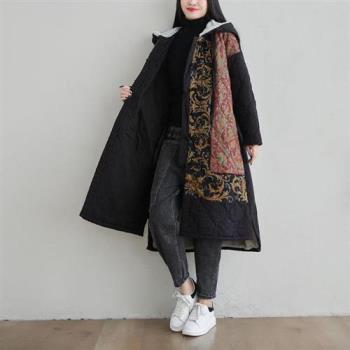 【巴黎精品】風衣外套民族風大衣-冬季加厚加絨連帽女外套2色a1iq48