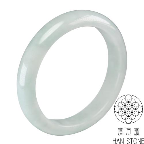 【漢石齋】天然翡翠A貨 手鐲玉鐲 淺綠飄花種(手圍18.4/版寬12.3mm)