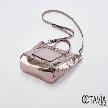 OCTAVIA8 真皮- 龍鱗色 高彩度方型口袋隨身小托特包 - 鱗片金