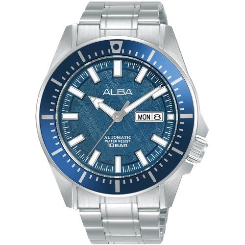 ALBA 雅柏 潛水風格岩層紋理機械錶/藍X銀/44mm (Y676-X094B/AL4715X1)