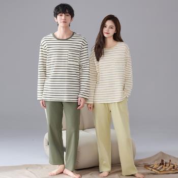 【藍尼居家】★休閒寬鬆純棉情侶睡衣(女睡衣/男睡衣/家居服/兩件式)