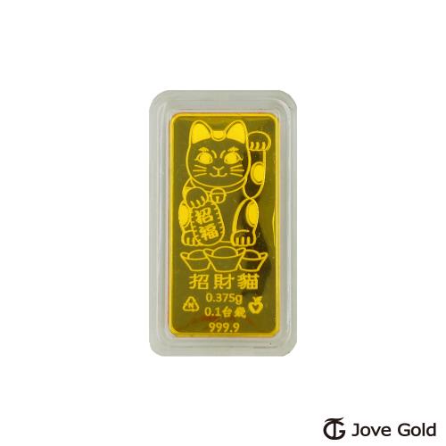 JoveGold 漾金飾 貓貓招財黃金條塊 - 0.1台錢(金重一分)